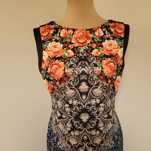Boston Proper floral and paisley print sleeveless sheath dress. - Picture 3 of 6